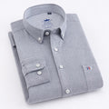 100% Cotton Oxford Striped Shirt Single Patch Pocket Long Sleeve Standard-fit Comfortable Thick Button-down Shirts