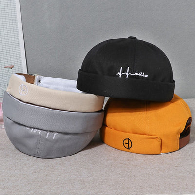 Unisex Fold Skullcap Retro Cuff Bucket Cap Brimless Hat