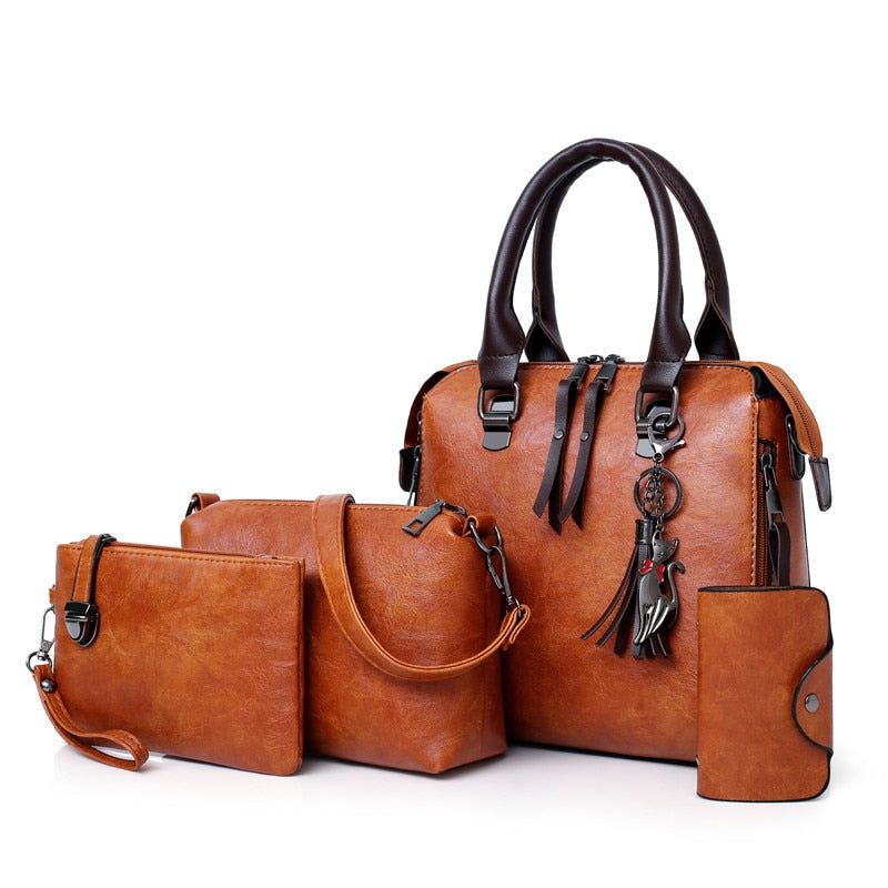 6pcs Women Handbag Set Crocodile Leather Luxury Crossbody Shoulder
