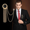 New Fashion Metal Rhinestone Crystal Brooch Men's Suit Shirt Collar Pin Black Tassel Corsage Brooches