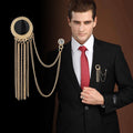 New Fashion Metal Rhinestone Crystal Brooch Men's Suit Shirt Collar Pin Black Tassel Corsage Brooches