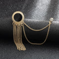 New Fashion Metal Rhinestone Crystal Brooch Men's Suit Shirt Collar Pin Black Tassel Corsage Brooches