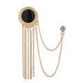 New Fashion Metal Rhinestone Crystal Brooch Men's Suit Shirt Collar Pin Black Tassel Corsage Brooches