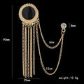 New Fashion Metal Rhinestone Crystal Brooch Men's Suit Shirt Collar Pin Black Tassel Corsage Brooches