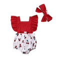 Ruffle Backless Cherry Romper + Headband