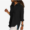 Fashion Long Sleeve Irregular Turn-down Collar Female Shirts