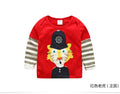 Children Cotton Striped Colour Patchwork Cartoon Animal Baby Boys Long Sleeve T-Shirts