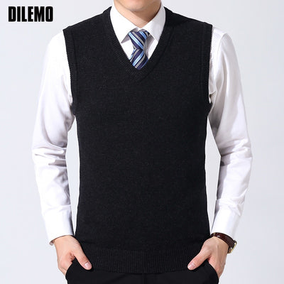 New Fashion Brand Sweater Man Pullovers Vest Slim Fit Knitwear Sleeveless Jumpers