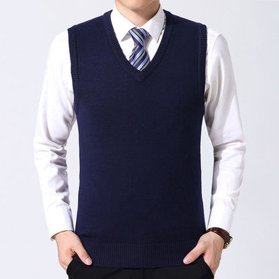 New Fashion Brand Sweater Man Pullovers Vest Slim Fit Knitwear Sleeveless Jumpers