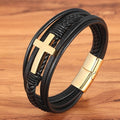 Cross Design Men's Leather Bracelet