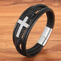 Cross Design Men's Leather Bracelet