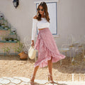 High Waist Fashion Wrap Floral Ruffle  Skirts