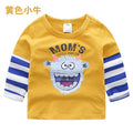 Children Cotton Striped Colour Patchwork Cartoon Animal Baby Boys Long Sleeve T-Shirts