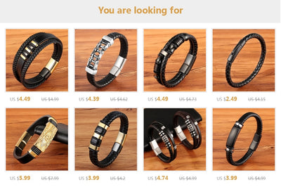 New Style Hand-woven Multi-layer Combination Stainless Steel Men’s Leather Bracelets