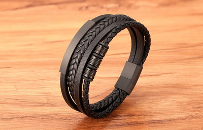 New Style Hand-woven Multi-layer Combination Stainless Steel Men’s Leather Bracelets