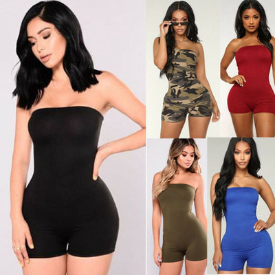 Women Short Sleeveless Bodysuit Jumpsuit