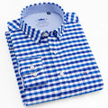 100% Cotton Oxford Striped Shirt Single Patch Pocket Long Sleeve Standard-fit Comfortable Thick Button-down Shirts