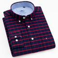 100% Cotton Oxford Striped Shirt Single Patch Pocket Long Sleeve Standard-fit Comfortable Thick Button-down Shirts