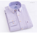 100% Cotton Oxford Striped Shirt Single Patch Pocket Long Sleeve Standard-fit Comfortable Thick Button-down Shirts