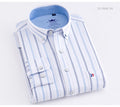 100% Cotton Oxford Striped Shirt Single Patch Pocket Long Sleeve Standard-fit Comfortable Thick Button-down Shirts