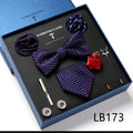 New Design  Luxury Gift Necktie set for Men Silk Butterfly Bowtie Tie and Tie Clips Lapel Pin Hanky Cufflinks Set