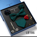 New Design  Luxury Gift Necktie set for Men Silk Butterfly Bowtie Tie and Tie Clips Lapel Pin Hanky Cufflinks Set