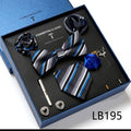 New Design  Luxury Gift Necktie set for Men Silk Butterfly Bowtie Tie and Tie Clips Lapel Pin Hanky Cufflinks Set