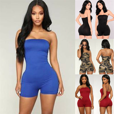 Women Short Sleeveless Bodysuit Jumpsuit