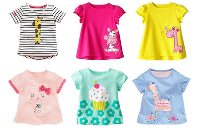 Comfortable Lovely Toddler Girls Short Sleeve Cartoon Cotton T-Shirt