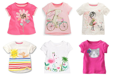 Comfortable Lovely Toddler Girls Short Sleeve Cartoon Cotton T-Shirt