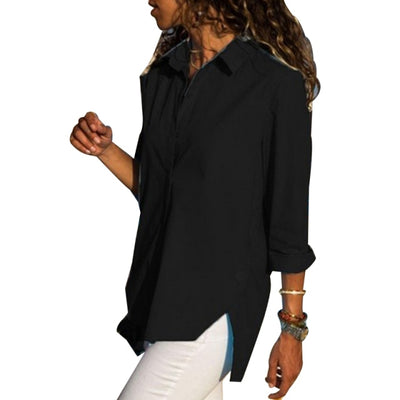 Fashion Long Sleeve Irregular Turn-down Collar Female Shirts