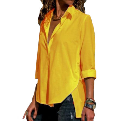 Fashion Long Sleeve Irregular Turn-down Collar Female Shirts