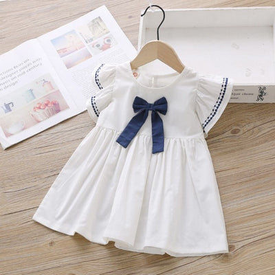 Cute Little Girl Long Sleeve  Lace Collar Jacquard Dress