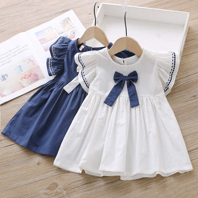 Cute Little Girl Long Sleeve  Lace Collar Jacquard Dress