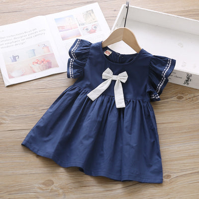 Cute Little Girl Long Sleeve  Lace Collar Jacquard Dress