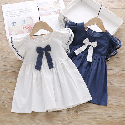 Cute Little Girl Long Sleeve  Lace Collar Jacquard Dress