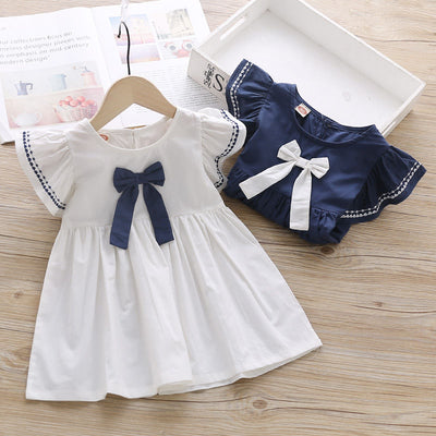 Cute Little Girl Long Sleeve  Lace Collar Jacquard Dress