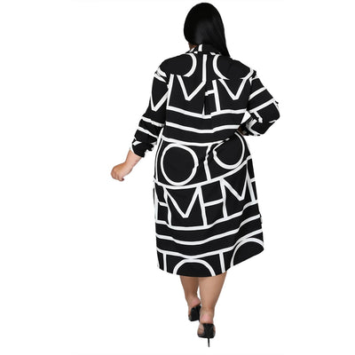 A-Line Plus Size Long Sleeve Loose Midi Dresses