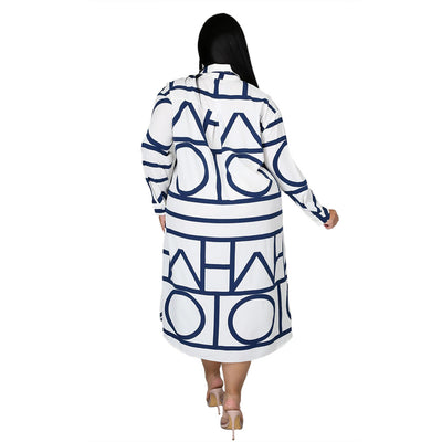 A-Line Plus Size Long Sleeve Loose Midi Dresses