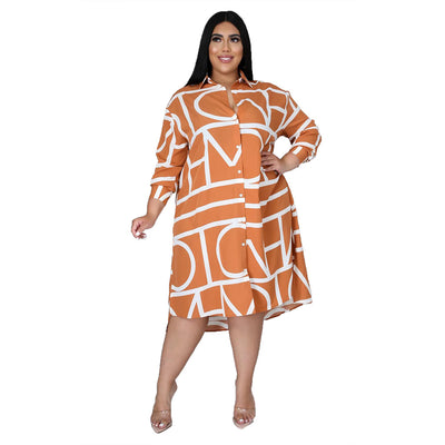 A-Line Plus Size Long Sleeve Loose Midi Dresses