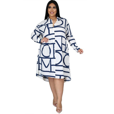 A-Line Plus Size Long Sleeve Loose Midi Dresses