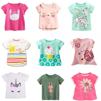 Comfortable Lovely Toddler Girls Short Sleeve Cartoon Cotton T-Shirt