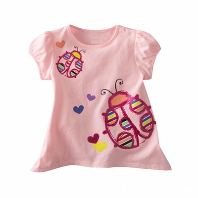 Comfortable Lovely Toddler Girls Short Sleeve Cartoon Cotton T-Shirt