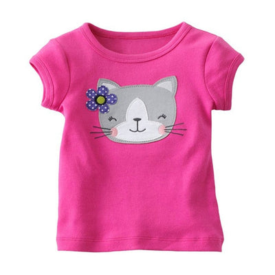 Comfortable Lovely Toddler Girls Short Sleeve Cartoon Cotton T-Shirt