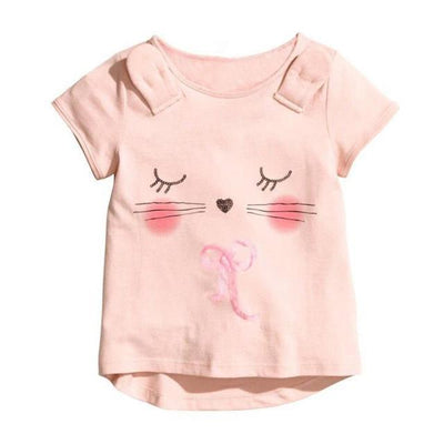 Comfortable Lovely Toddler Girls Short Sleeve Cartoon Cotton T-Shirt