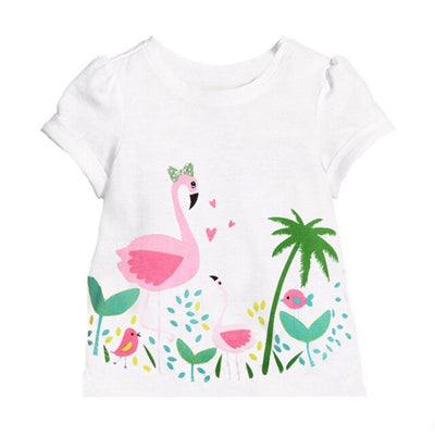 Comfortable Lovely Toddler Girls Short Sleeve Cartoon Cotton T-Shirt