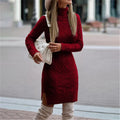 Long Sleeve Plus Size Knitted Sweater Dress