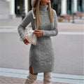 Long Sleeve Plus Size Knitted Sweater Dress