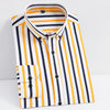 Men's Fashion Non-iron Stretch Soft Casual Striped Shirts Pocket-less Design Long Sleeve Standard-fit Youthful Button-down Shirt