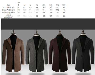 Slim Fit Long Winter Trench  Coats for Men